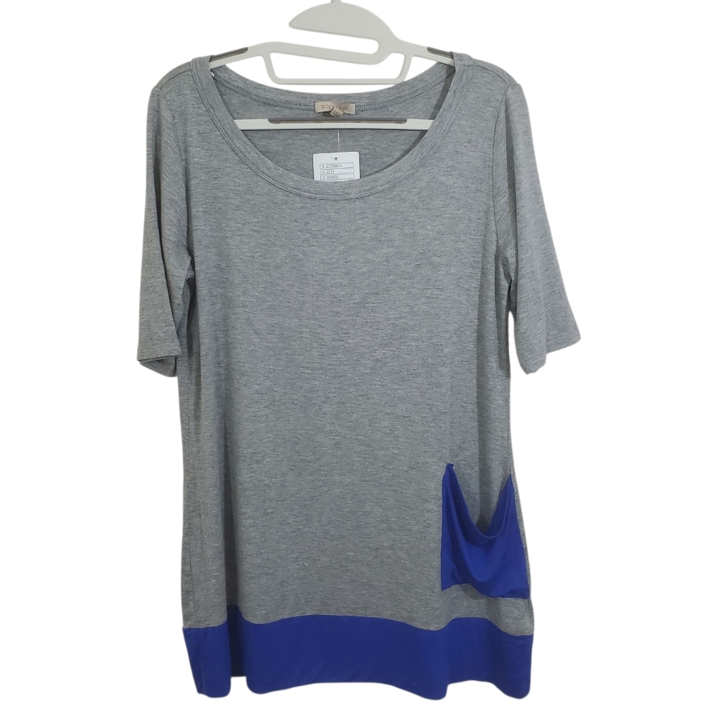 NWT Anthropologie Bordeaux Slouchy Pocket Tee Grey Blue Boho Grunge Small